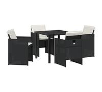 vidaXL Set da Pranzo per Giardino 5 Pezzi con Cuscini Nero Rattan Polimero