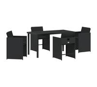 vidaXL Set da Pranzo da Giardino a 5 Pezzi con Cuscini Nero polyrattan