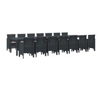 vidaXL Set da pranzo da giardino con cuscini 15 pz Antracite PP