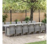 vidaXL Set da pranzo da giardino con cuscini 15 pz Grigio chiaro PP