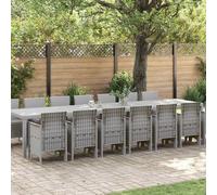 vidaXL Set da pranzo da giardino con cuscini 15 pz Grigio chiaro PP