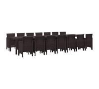 vidaXL Set da pranzo da giardino con cuscini 15 pz Marrone PP