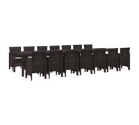 vidaXL Set da pranzo da giardino con cuscini 15 pz Marrone PP
