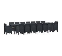 vidaXL Set da pranzo da giardino con cuscini 17 pz Antracite PP