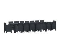 vidaXL Set da pranzo da giardino con cuscini 17 pz Antracite PP