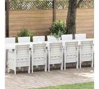 vidaXL Set da pranzo da giardino con cuscini 17 pz Bianco PP