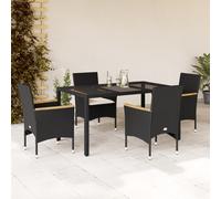 vidaXL Set da Pranzo da Giardino con Cuscini 5 pz Polyrattan e Vetro