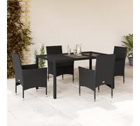 vidaXL Set da Pranzo da Giardino con Cuscini 5 pz Polyrattan e Vetro