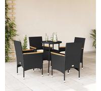 vidaXL Set da Pranzo da Giardino con Cuscini 5 pz Polyrattan e Vetro