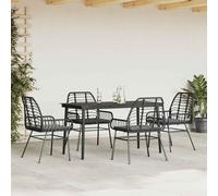 vidaXL Set da Pranzo da Giardino con Cuscini 5 pz Polyrattan Vetro