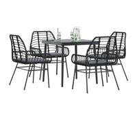 vidaXL Set da Pranzo da Giardino con Cuscini 5 pz Polyrattan Vetro