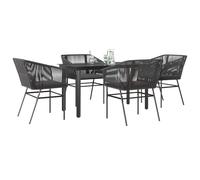 vidaXL Set da Pranzo da Giardino con Cuscini 5 pz Polyrattan Vetro