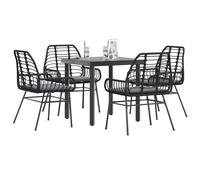 vidaXL Set da Pranzo da Giardino con Cuscini 5 pz Polyrattan Vetro
