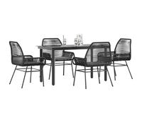 vidaXL Set da Pranzo da Giardino con Cuscini 5 pz Polyrattan Vetro