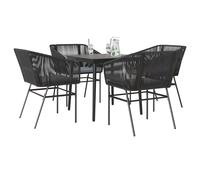 vidaXL Set da Pranzo da Giardino con Cuscini 5 pz Polyrattan Vetro