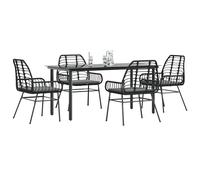 vidaXL Set da Pranzo da Giardino con Cuscini 5 pz Polyrattan Vetro
