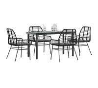 SET TAVOLO E SEDIE VIDAXL con Cuscini 5 pz Polyrattan Vetro - 3334550