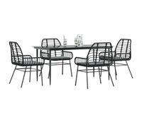 vidaXL Set da Pranzo da Giardino con Cuscini 5 pz Polyrattan Vetro