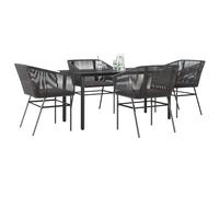 vidaXL Set da Pranzo da Giardino con Cuscini 5 pz Polyrattan Vetro