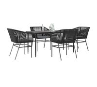 vidaXL Set da Pranzo da Giardino con Cuscini 5 pz Polyrattan Vetro