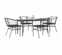 vidaXL Set da Pranzo da Giardino con Cuscini 5 pz Polyrattan Vetro