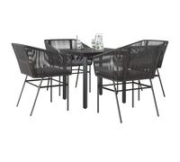 Set da Pranzo da Giardino con Cuscini 5 pz Polyrattan Vetro