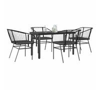 vidaXL Set da Pranzo da Giardino con Cuscini 5 pz Polyrattan Vetro