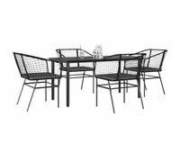 vidaXL Set da Pranzo da Giardino con Cuscini 5 pz Polyrattan Vetro