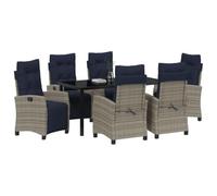 vidaXL Set da pranzo da giardino con cuscini, 7 pezzi, grigio polyrattan, giardino e patio, set da pranzo moderno, accogliente esterno, mobili funzionali, polyrattan resistente