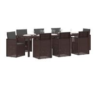 vidaXL Set da pranzo da giardino con cuscini, 9 pezzi, marrone e antracite, in polipropilene, elegante e moderno, resistente alle intemperie, con sedie, collezione funzionale per terrazze da giardino