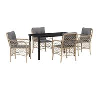 vidaXL Set da Pranzo da Giardino con Cuscini Beige in Rattan Sintetico, Ideale per Esterni. Fodere Rimovibili per Il Patio e Il Balcone. Posti a Sedere per la Terrazza.