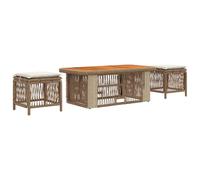 vidaXL Set da pranzo da giardino con cuscino, 4 pezzi, beige e crema, set da pranzo per giardino, tavolo moderno e sedie versatili, mobili resistenti per riunioni all'aperto