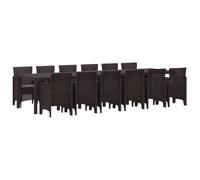 vidaXL Set da Pranzo da Giardino da 13 Pezzi Marrone in Polyrattan di | Tavolo Rettangolare per 12 Persone, Stile Moderno, Resistente ai Raggi UV. Perfetto per Il Patio, Il Balcone o Il Terrazzo, ID