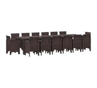 vidaXL Set da Pranzo da Giardino da 15 Pezzi in Marrone Rattan Sintetico | Tavolo Rettangolare per 14 Persone, Design Moderno e Resistente ai Raggi UV, Perfetto per Patio, Balcone o Terrazza d'estat