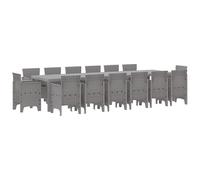 vidaXL Set da Pranzo da Giardino da 15 Pezzi in polirattan Grigio Chiaro | Tavolo Rettangolare per 14 Persone. Design Moderno e Resistente ai Raggi UV. Perfetto per Patio, Balcone o terrazza, Ideale