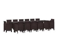 vidaXL Set da Pranzo da Giardino da 15 Pezzi in Polyrattan Marrone | Tavolo Rettangolare per 14 Persone, Resistente ai Raggi UV. Design Moderno, Perfetto per Patios, Balconi o Terrazze per Il Salott