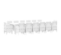 vidaXL Set da Pranzo da Giardino 15 Pezzi con Cuscini Bianco Rattan Polimerico, Tavolo da Giardino Bianco 200x100x73 cm Rattan Polimerico, Tavolo da Giardino Bianco 150x100x73 cm Rattan