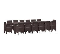vidaXL Set da Pranzo da Giardino da 15 Pezzi in Rattan Sintetico Marrone | Tavolo Rettangolare per 14 Persone, Resistente ai Raggi UV, Design Moderno, Perfetto per Il Patio, Il Balcone o la terrazza