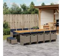 vidaXL Set da pranzo da giardino da 15 pz con Cuscini Grigio