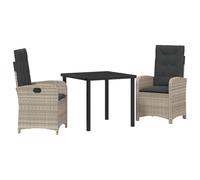 vidaXL Set di 2 sedie da giardino reclinabili con cuscini - schienale regolabile in rattan poliestere grigio chiaro per un comfort senza complicazioni, ideale per cortili e prati.