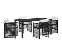 vidaXL Set da Pranzo da Giardino da 5 Pezzi con Cuscini Neri e Panna, Tavolo e sedie in Acciaio per 4 Persone, Arredamento Estivo, scrivania per Patio, Superficie terraza, Moderno per pranzi all'aper