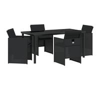 vidaXL Set da Pranzo da Giardino da 5 Pezzi con Cuscini Nero Polyrattan