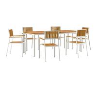 vidaXL Set da Pranzo da Giardino da 7 Pezzi in Legno massello di Acacia con Telaio in Metallo, Tavolo Rettangolare 200X90X74.5 cm e 6 sedie, mobili da Esterno Resistenti alle intemperie, Stile Moder