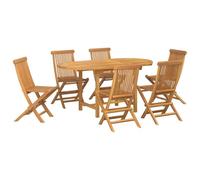vidaXL Set da Pranzo da Giardino da 7 Pezzi in Legno Massello di Teak