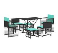 vidaXL Set da pranzo da giardino da 7 pz con Cuscini in Polyrattan Nero