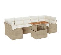 vidaXL Set da Pranzo da Giardino 8 Pezzi con Cuscini Beige Polyrattan Posti a Sedere all'Aperto Divano Angolare Tavolo Rettangolare Design Contemporaneo Disposizione Modulare Struttura Metallica Resi