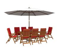 vidaXL Set da pranzo da giardino da 9 pezzi 9 pz Naturale