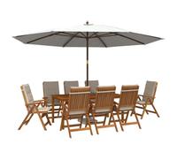 vidaXL Set da pranzo da giardino da 9 pezzi 9 pz Naturale