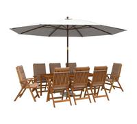 vidaXL Set da pranzo da giardino da 9 pezzi 9 pz Naturale