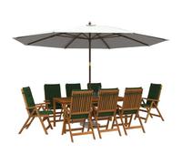 vidaXL Set da pranzo da giardino da 9 pezzi 9 pz Naturale